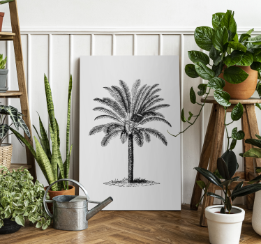 Palma tinta silueta stablo print na platnu - TenStickers