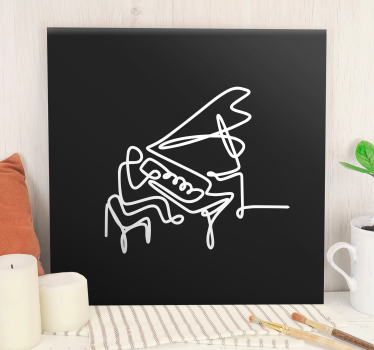 Pijanist linijski umjetnički dizajn glazba platno zidna umjetnost - TenStickers
