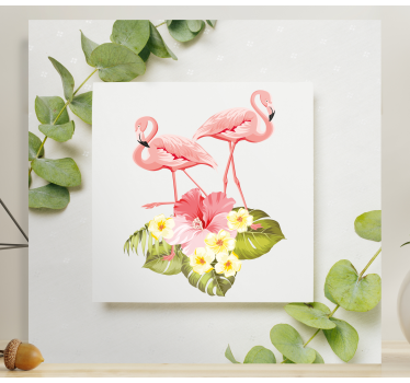 Slika na platnu cvijeće i biljke flamingo i hibiskus - TenStickers