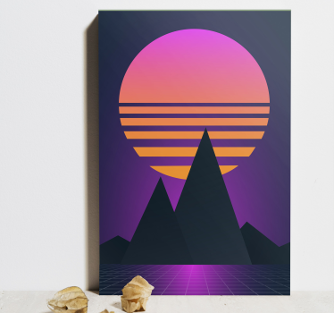 Slika na platnu berba zalazak sunca u synthwaveu - TenStickers