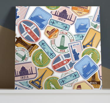 Slika na platnu gradova kolaž globalnih znamenitosti - TenStickers