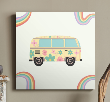 Print na platnu cvjetni retro kombi - TenStickers