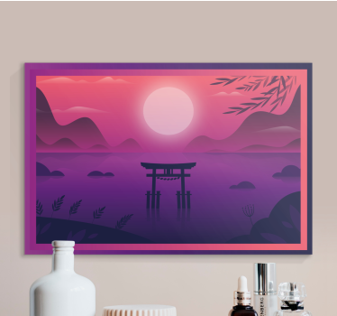 Slika na platnu  orijentalni zalazak sunca torii vrata - TenStickers