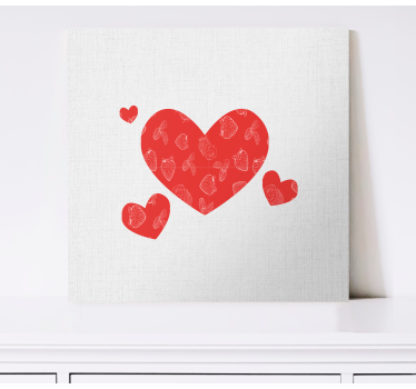 Print na platnu uzorak srca na bijeloj pozadini - TenStickers