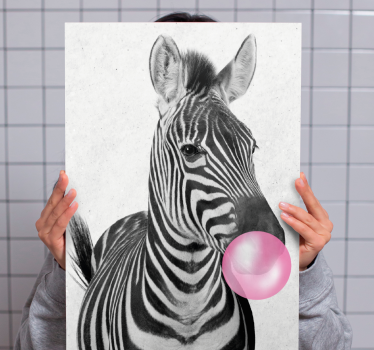 Slika na platnu životinje zebra sa žvakaćom gumom - TenStickers
