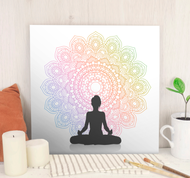 Rainbow yoga mandala print zidna umjetnost - TenStickers