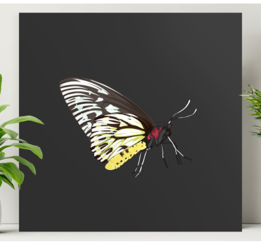Realistična detaljna slika platna žutog leptira - TenStickers