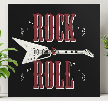 Rock n' roll s gitarskim dizajnom spavaće sobe platno - TenStickers