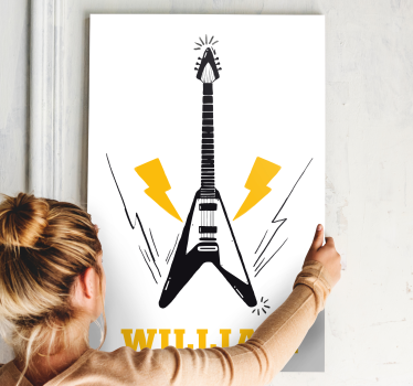 Ručno nacrtana električna gitara s platnom s imenom - TenStickers