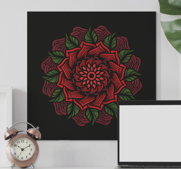 Ruža tematska mandala tisak zidna umjetnost - TenStickers