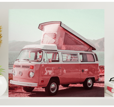Ružičasti vintage kombi vintage zidni otisci - TenStickers