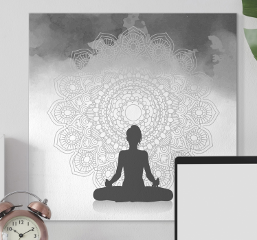 Silueta meditacija mandala ispis zidne umjetnosti - TenStickers