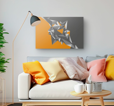 Sivi i narančasti geometrijski oblici 3d slike s platna - TenStickers