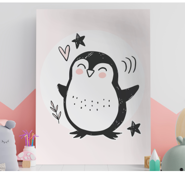 Slatka nacrtana dječja pingvina doodle slike na zidu za vrtić - TenStickers