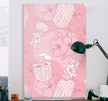 Slika na platnu cvijeće i biljke uzorak ananasa hibiskusa - TenStickers