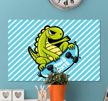 Slika na platnu dinosauri dino skateboard zabava - TenStickers