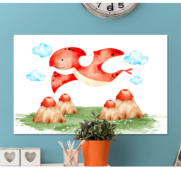 Slika na platnu dinosauri letjelica crvena stvorenja - TenStickers