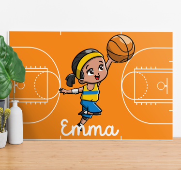 Slika na platnu djeca djevojčica koja igra košarku - TenStickers