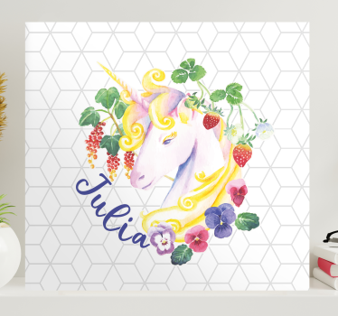 Slika na platnu jednorog s cvjetnim aranžmanom - TenStickers