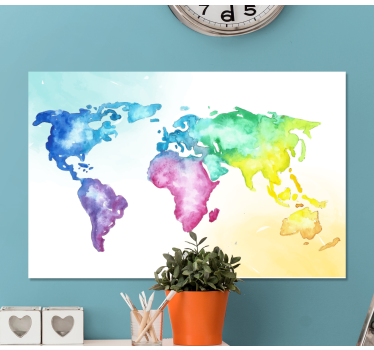 Slika na platnu karta svijeta akvarelni atlas - TenStickers
