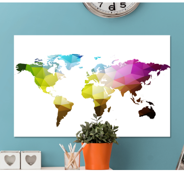 Slika na platnu karta svijeta geometrijska globalna mapa - TenStickers