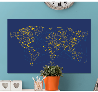 Slika na platnu karta svijeta mrežna mapa - TenStickers