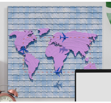 Slika na platnu karta svijeta stilizirana globalna mapa - TenStickers