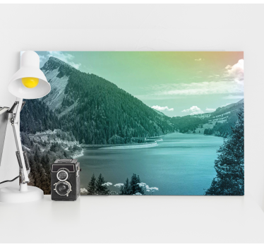 Slika na platnu krajolici planinski pogled na jezero - TenStickers