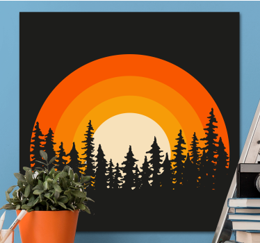 Slika na platnu krajolici stilizirana silueta zalaska sunca - TenStickers