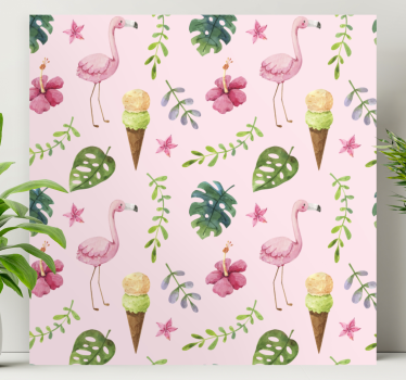 Slika na platnu mozaik flamingosi i sladoled - TenStickers
