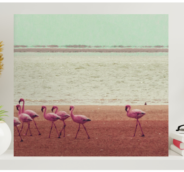 Slika na platnu ptica flamingosi uz vodu - TenStickers