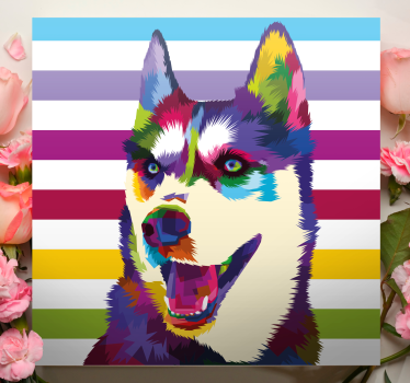 Slika na platnu psi Šareni portret haskija - TenStickers
