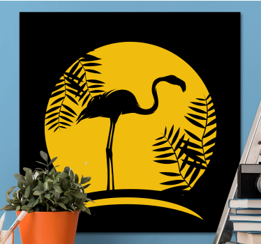Slika na platnu ptica elegantna silueta flaminga - TenStickers