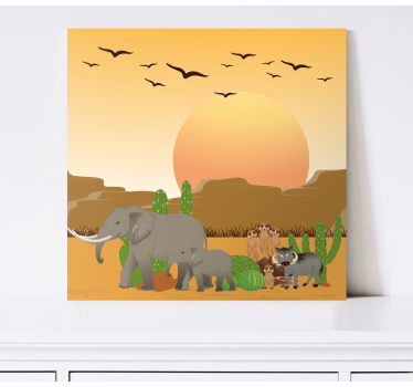 Slika na platnu slon u sceni pustinjske safarije - TenStickers