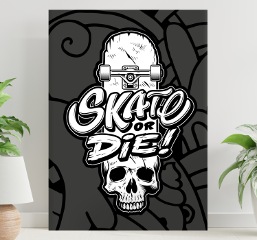 Slika na platnu sport s dizajnom lubanje na skateboardu - TenStickers