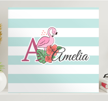 Slika na platnu vrtić s personaliziranim flamingom - TenStickers