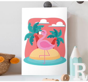 Slika na platnu životinje flamingo na otoku - TenStickers