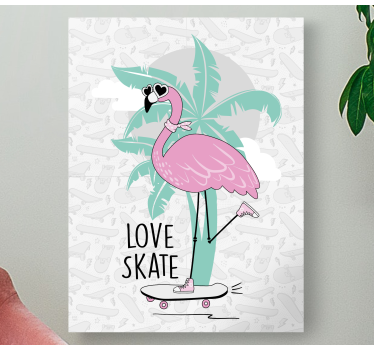 Slika na platnu životinje flamingo na skateboardu - TenStickers