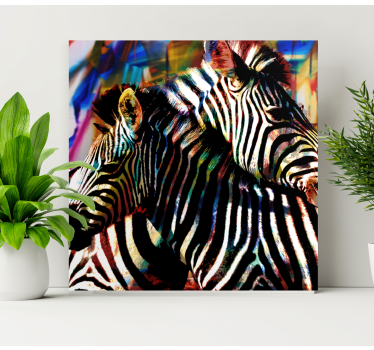 Slika na platnu životinje Šarena zebra u paru - TenStickers