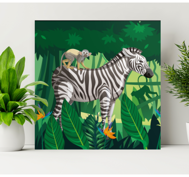 Slika na platnu životinje zebra s majmunom - TenStickers