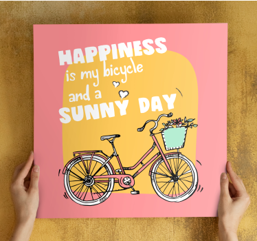 Sreća je sunce i bicikl zidne umjetničke otiske citata - TenStickers