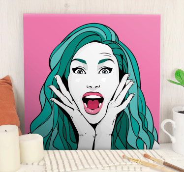 žena koja vrišti u pop art stilu moderni otisci na platnu - TenStickers