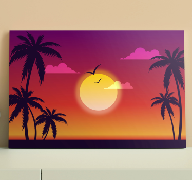 Zidna umjetnost krajolika zalaska sunca 70-ih - TenStickers