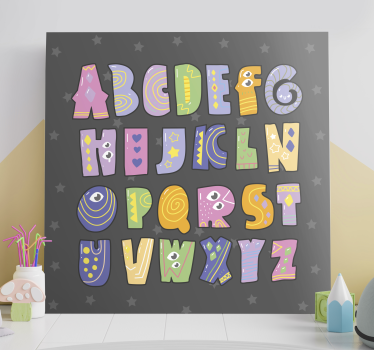 Zidna umjetnost u boji slova abecede na platnu - TenStickers