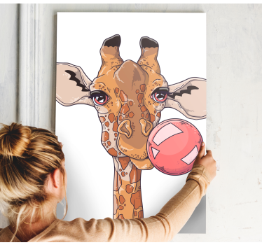 žirafa sa žvakaćom gumom životinjsko platno - TenStickers