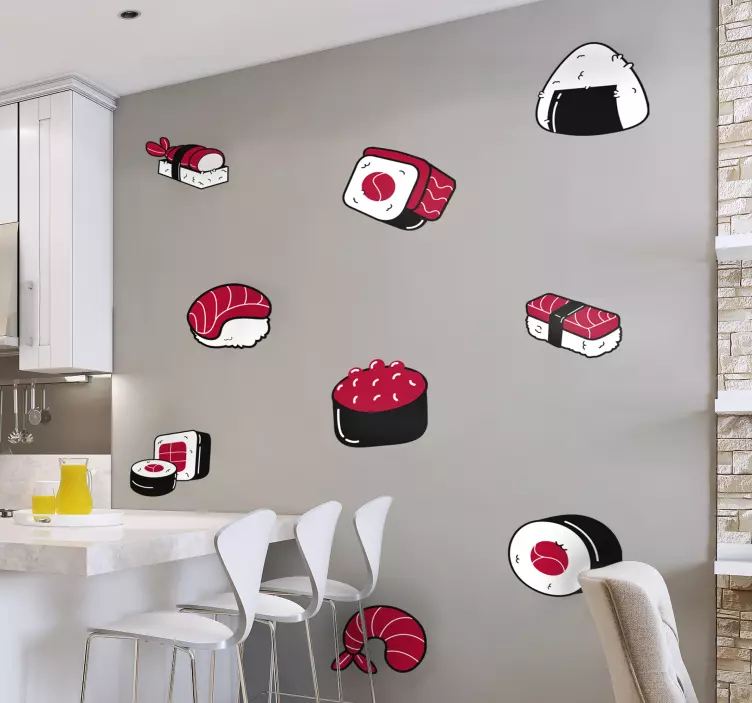 Naljepnice životinje ikone sushi hrane - TenStickers
