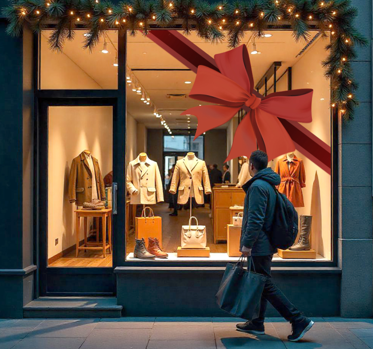 Naljepnica za izloge kutna crvena vrpca - TenStickers