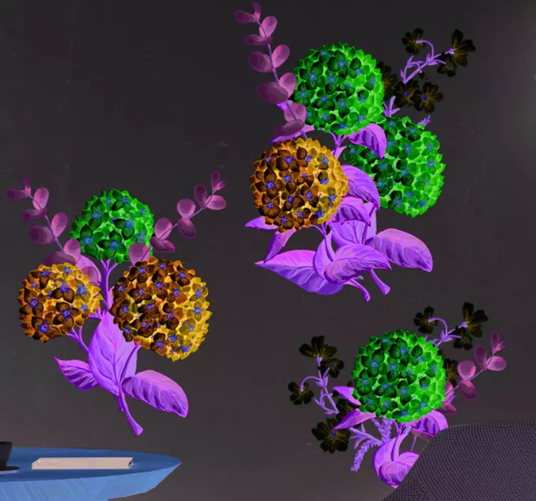 Naljepnica s cvijećem plavi i ružičasti aranžman - TenStickers