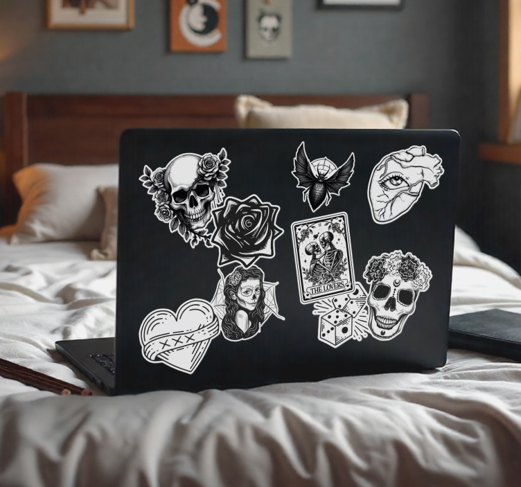 Naljepnice za laptop set crno-bijelih naljepnica - TenStickers