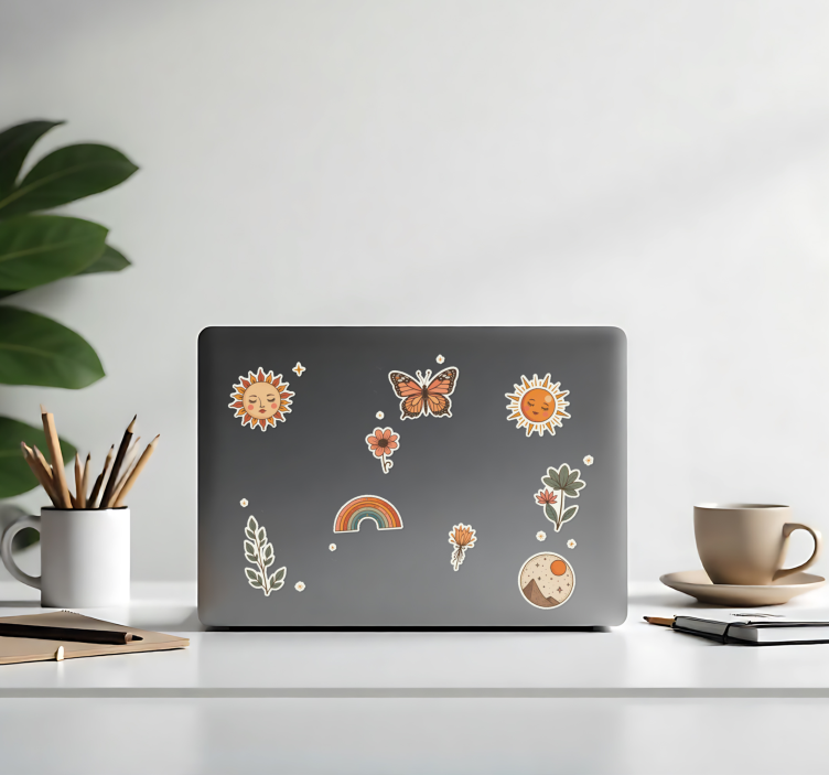 Naljepnice za laptop set naljepnica s cvijećem i suncem - TenStickers